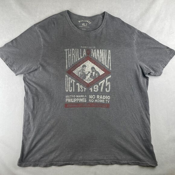 Muhammad Ali Thrilla in Manila 1975 Shirt Mens 2XL Gray Lucky Brand Made in USA - Picture 1 of 8